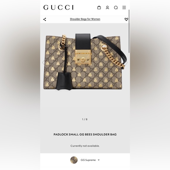 GUCCI Padlock Small GG Bees Shoulder Bag in GG Supreme with Black Leather - Picture 2 of 2